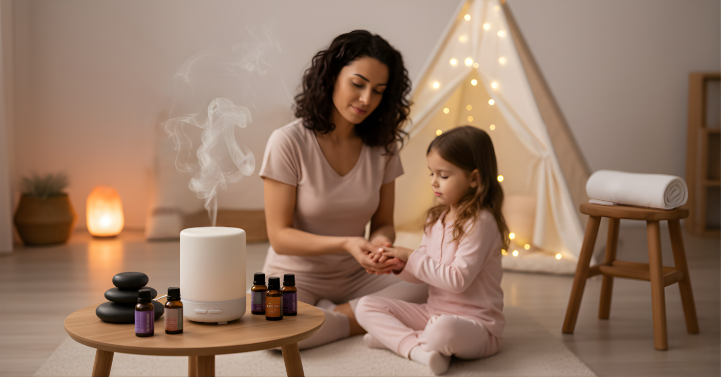 Illustration pour : Huiles essentielles pour le sommeil des enfants